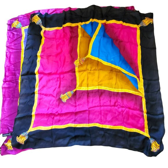 Linda Allard Ellen Tracy Silk Scarf Set of 2 Bold Colors 36" DH239 - Picture 4 of 11